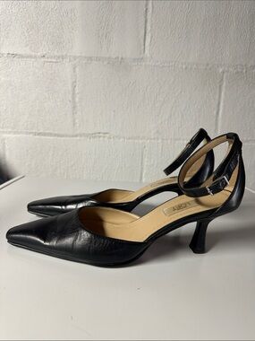 LOFT Black Pointed-Toe Ankle-Strap Heels